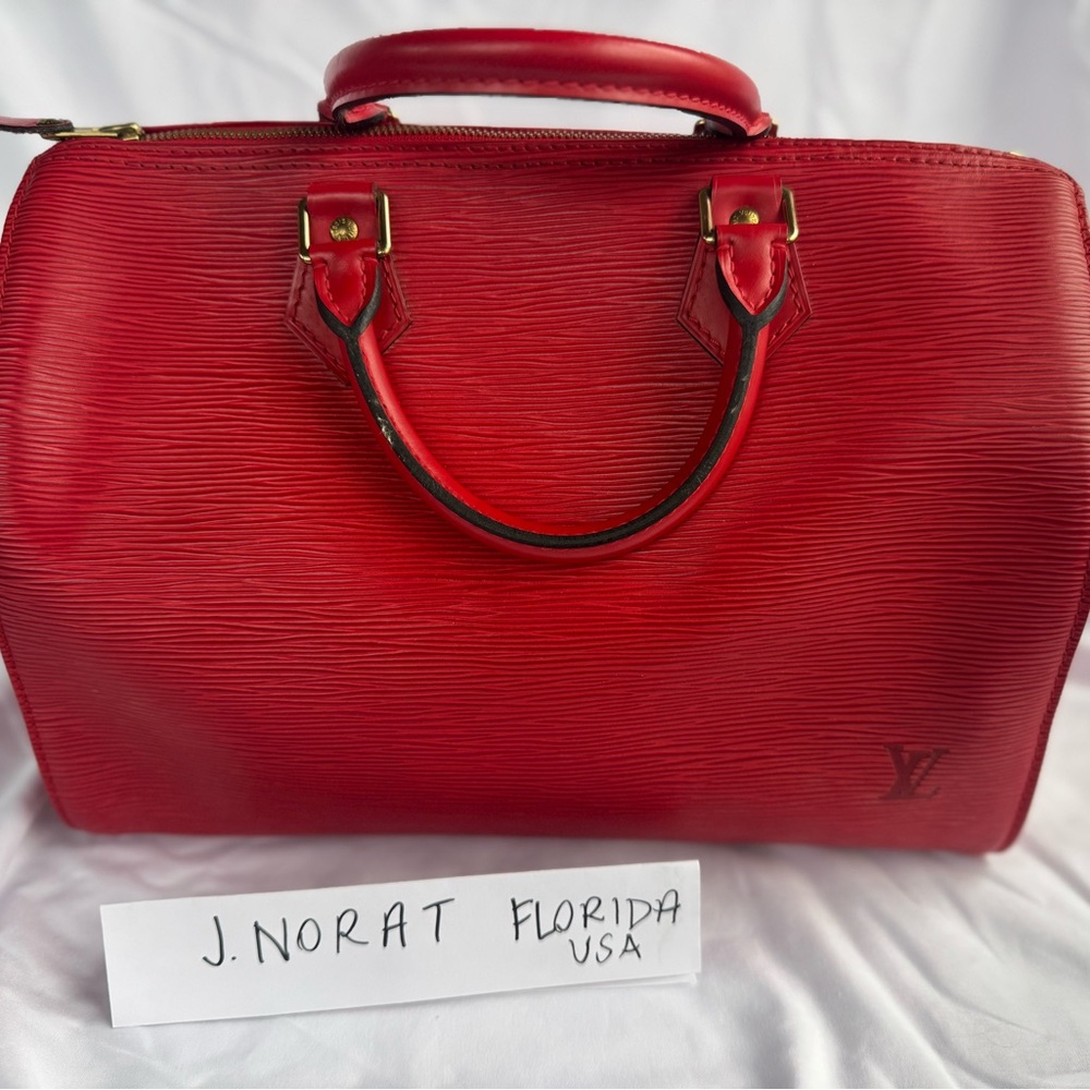 Louis Vuitton Red Epi Leather Speedy 30 Bag AUTHENTIC